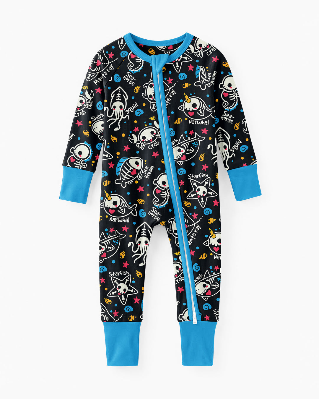 Kawaii Skeleton Ocean Animals Bamboo Convertible Zippy