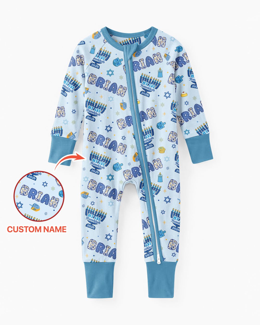 Custom name My First Hanukkah 2026 Bamboo Convertible Zippy