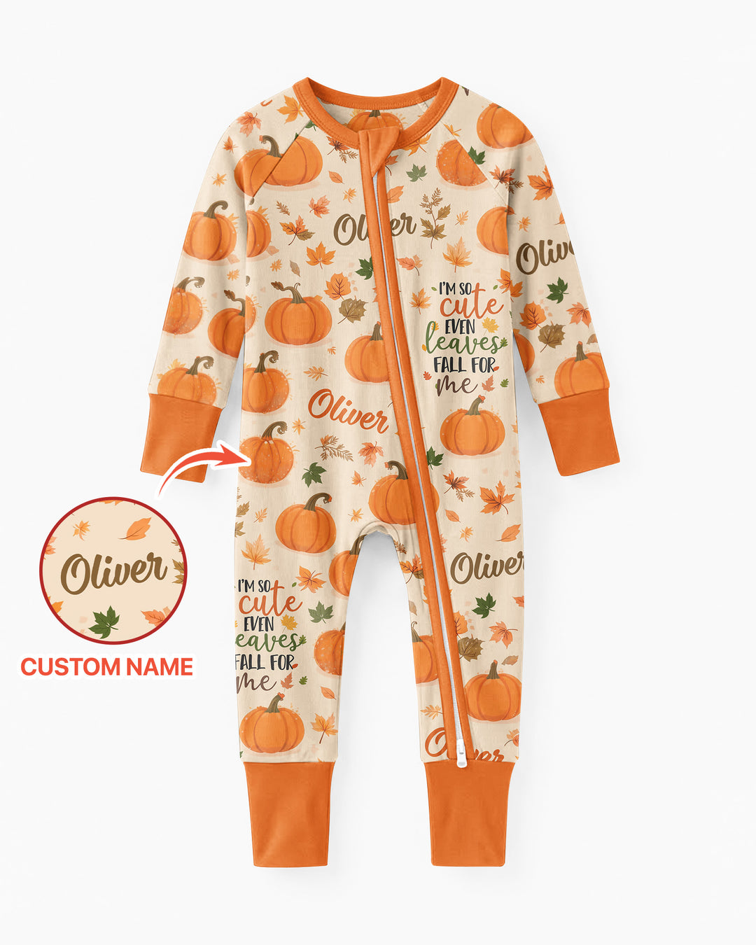 Custom Name I'm So Cute Even Leaves Fall for Me Bamboo Convertible Zippy