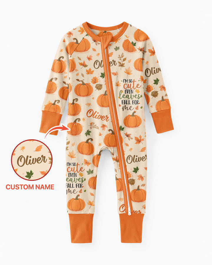 Custom Name I'm So Cute Even Leaves Fall for Me Bamboo Convertible Zippy