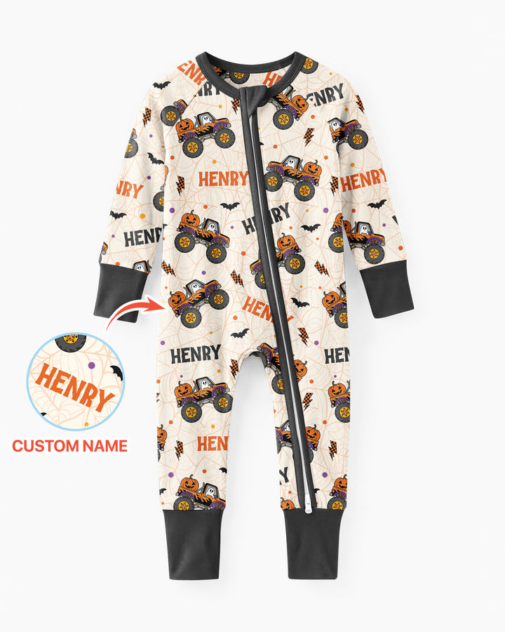 Custom Name Halloween Monster Truck Bamboo Convertible Zippy