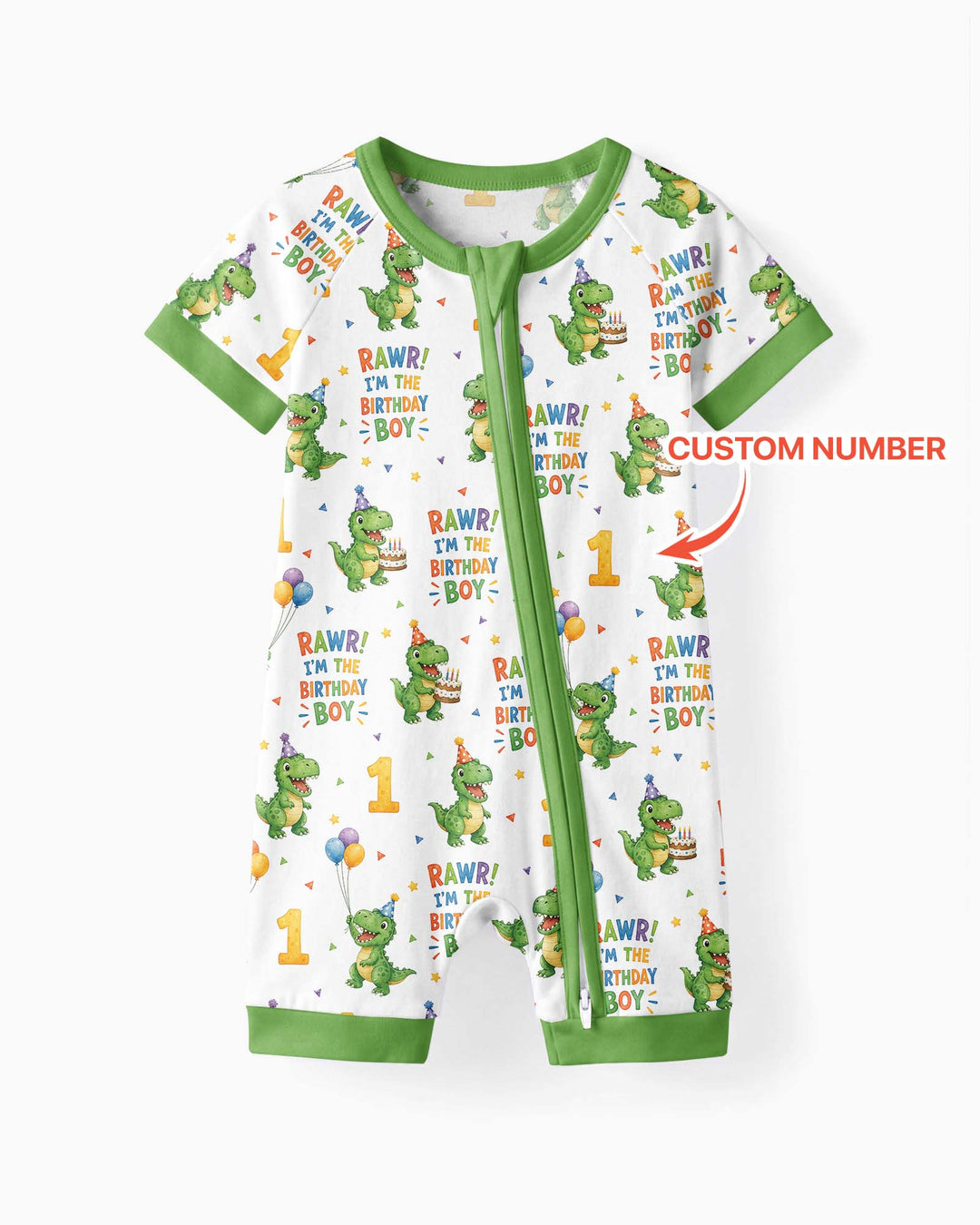 Personalized Dinosaur Birthday Boy Bamboo Shorty Zippy