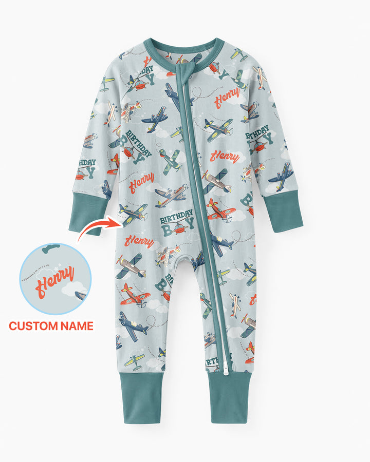 Personalized Airplane Birthday Boy Bamboo Convertible Zippy
