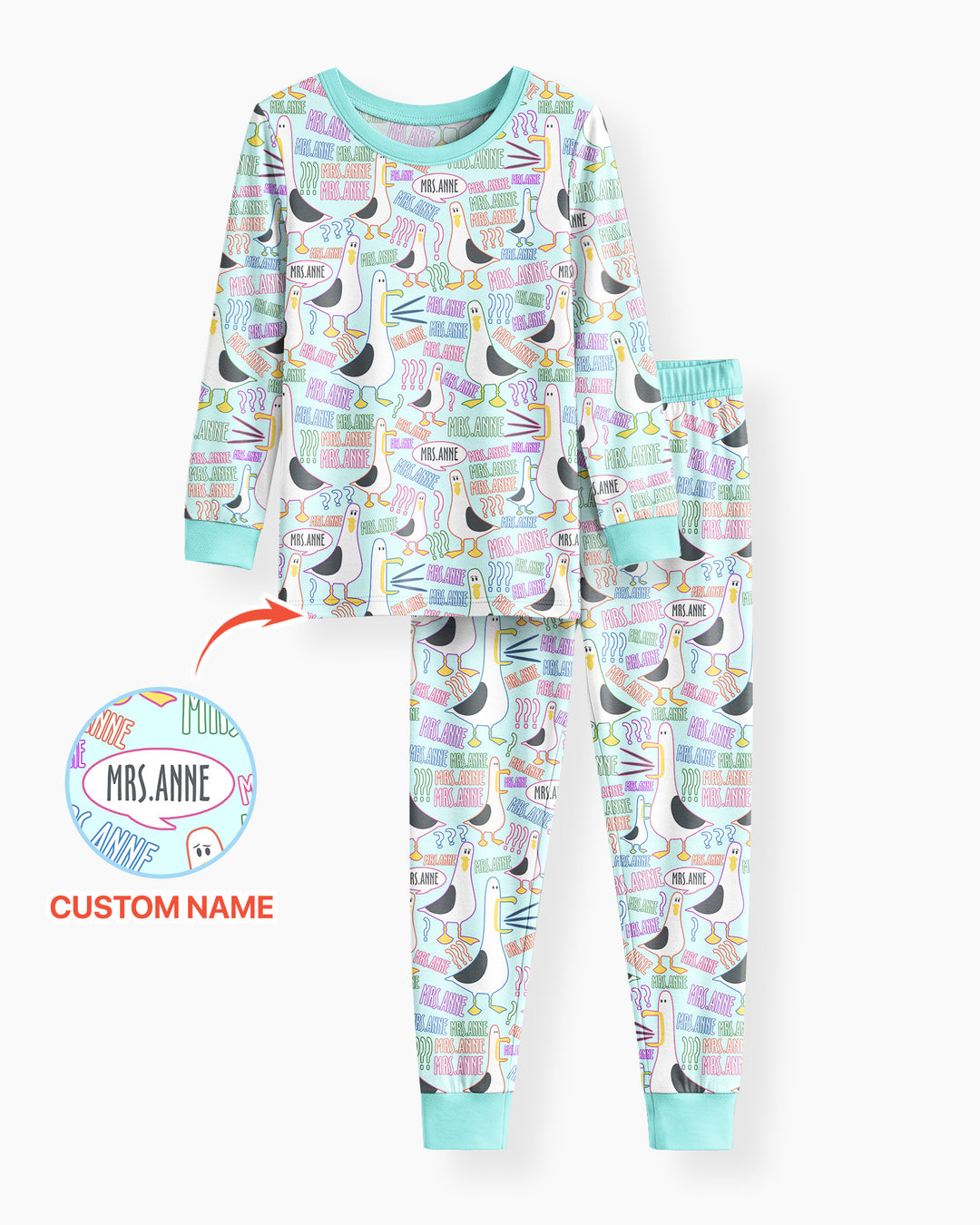 Teacher Teacher Teacher Funny Seagull Bamboo Two Piece Long Sleeve Pajama Set