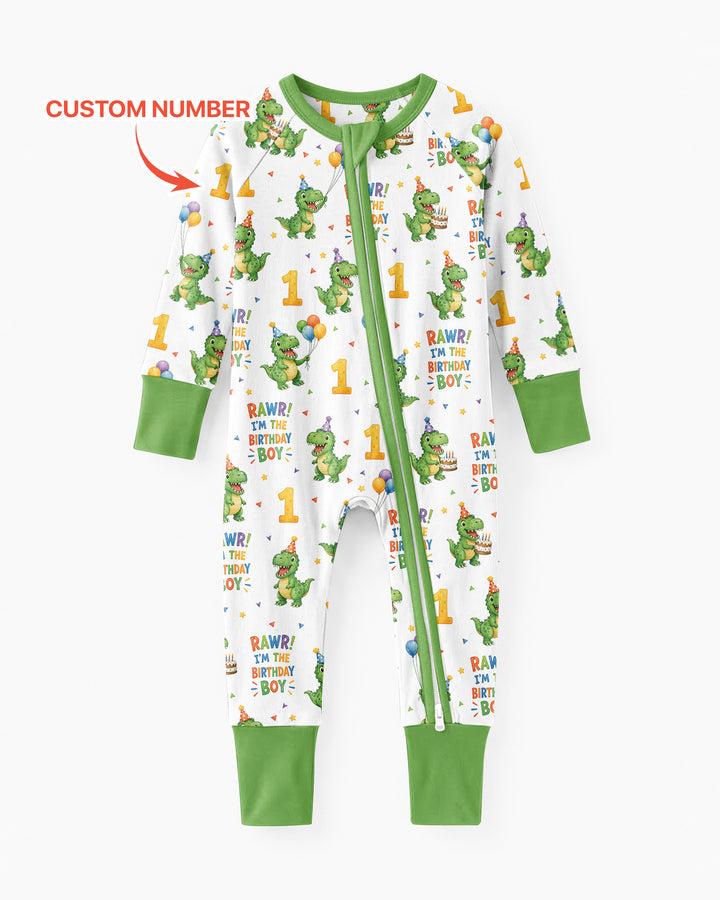 Personalized Dinosaur Birthday Boy Bamboo Convertible Zippy