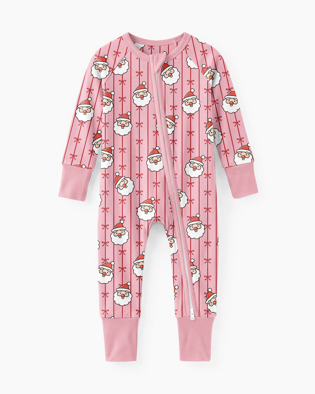 Pink Santa Bow Stripe Christmas Bamboo Convertible Zippy