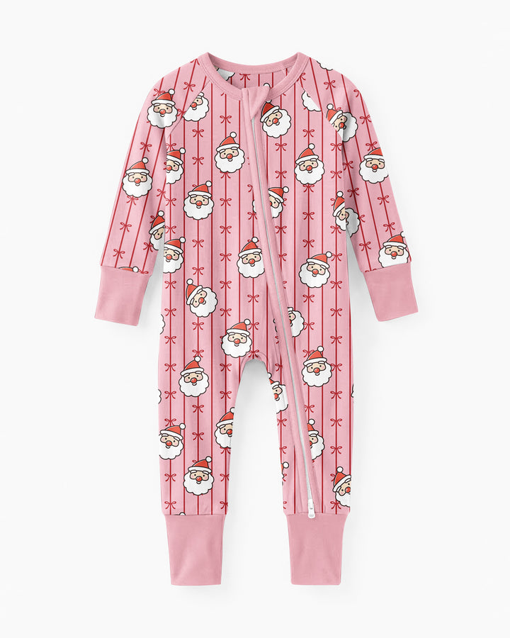 Pink Santa Bow Stripe Christmas Bamboo Convertible Zippy