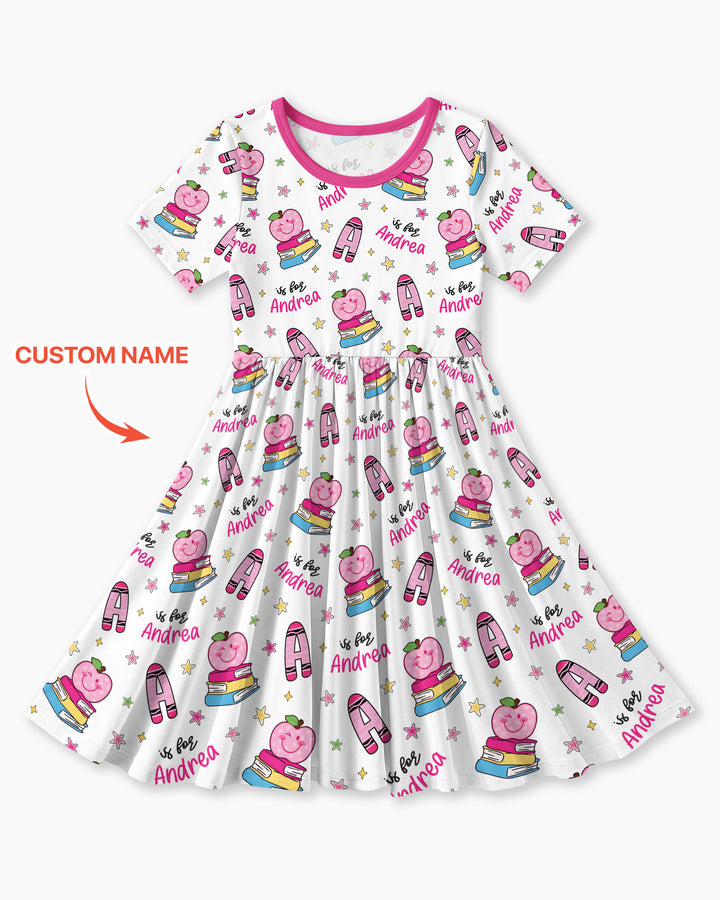 Custom Name Crayon Alphabet Bamboo Twirl Dress
