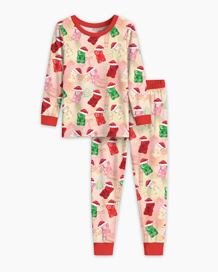 Gummy Bear Santa Christmas Bamboo Two Piece Long Sleeve Pajama Set