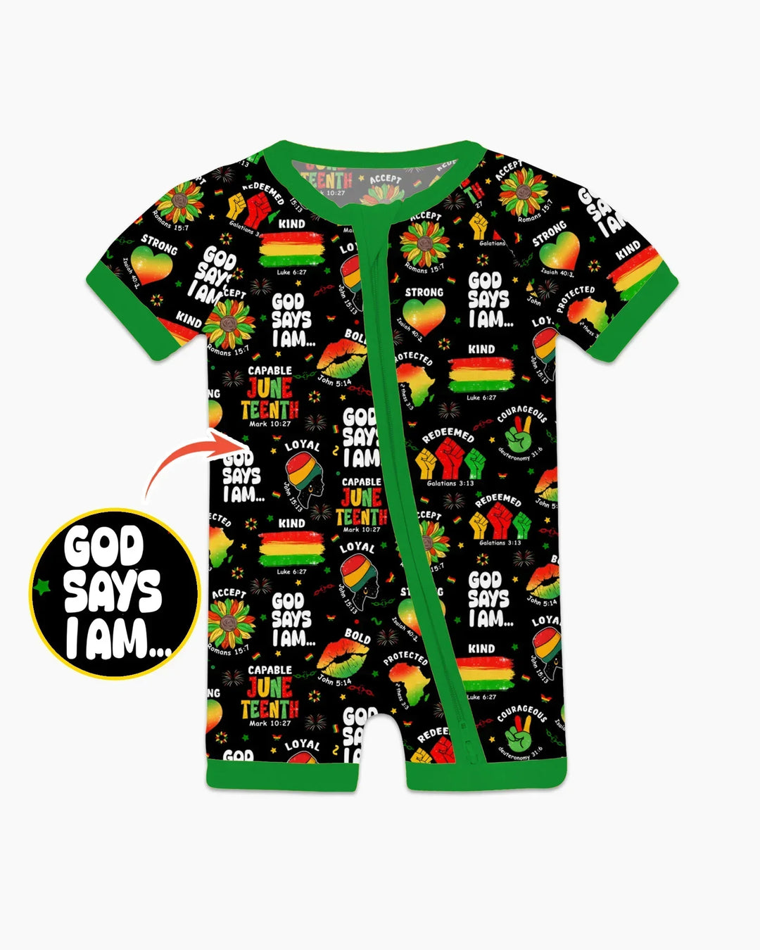 God Says I Am Juneteenth Blessings Bamboo Shorty Zippy