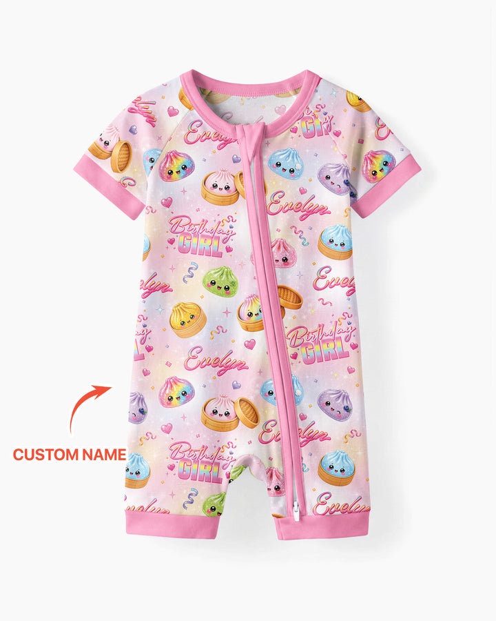 Birthday Girl Glitter Dumpling Bamboo Shorty Zippy