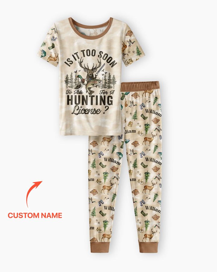 Personalized Funny Hunting Bamboo Two Piece Short Sleeve Pajama Set