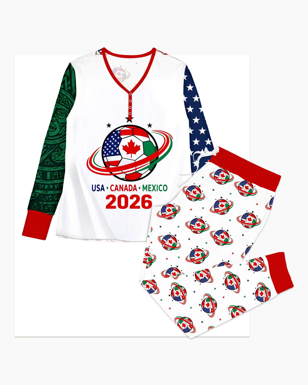 Soccer Cup USA Canada Mexico Bamboo Women Pajama Set