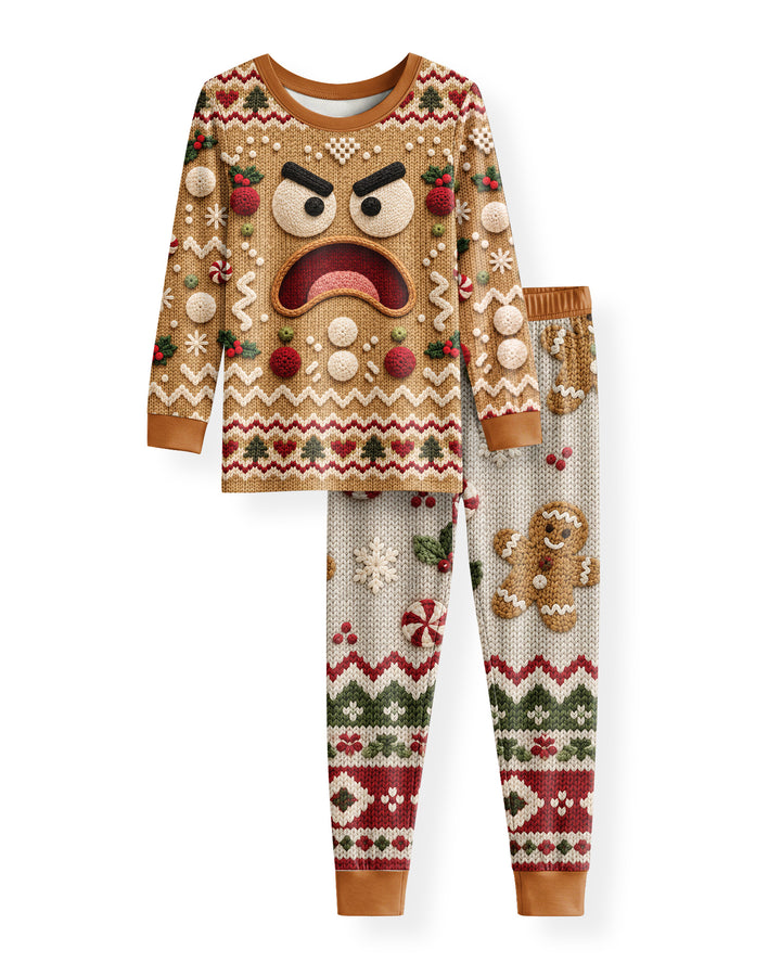Grumpy Gingerbread Crew Bamboo Two Piece Long Sleeve Pajama Set