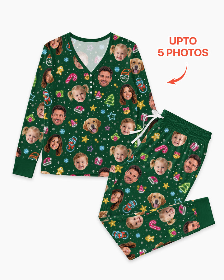 Christmas Faces Bamboo Women Pajama Set
