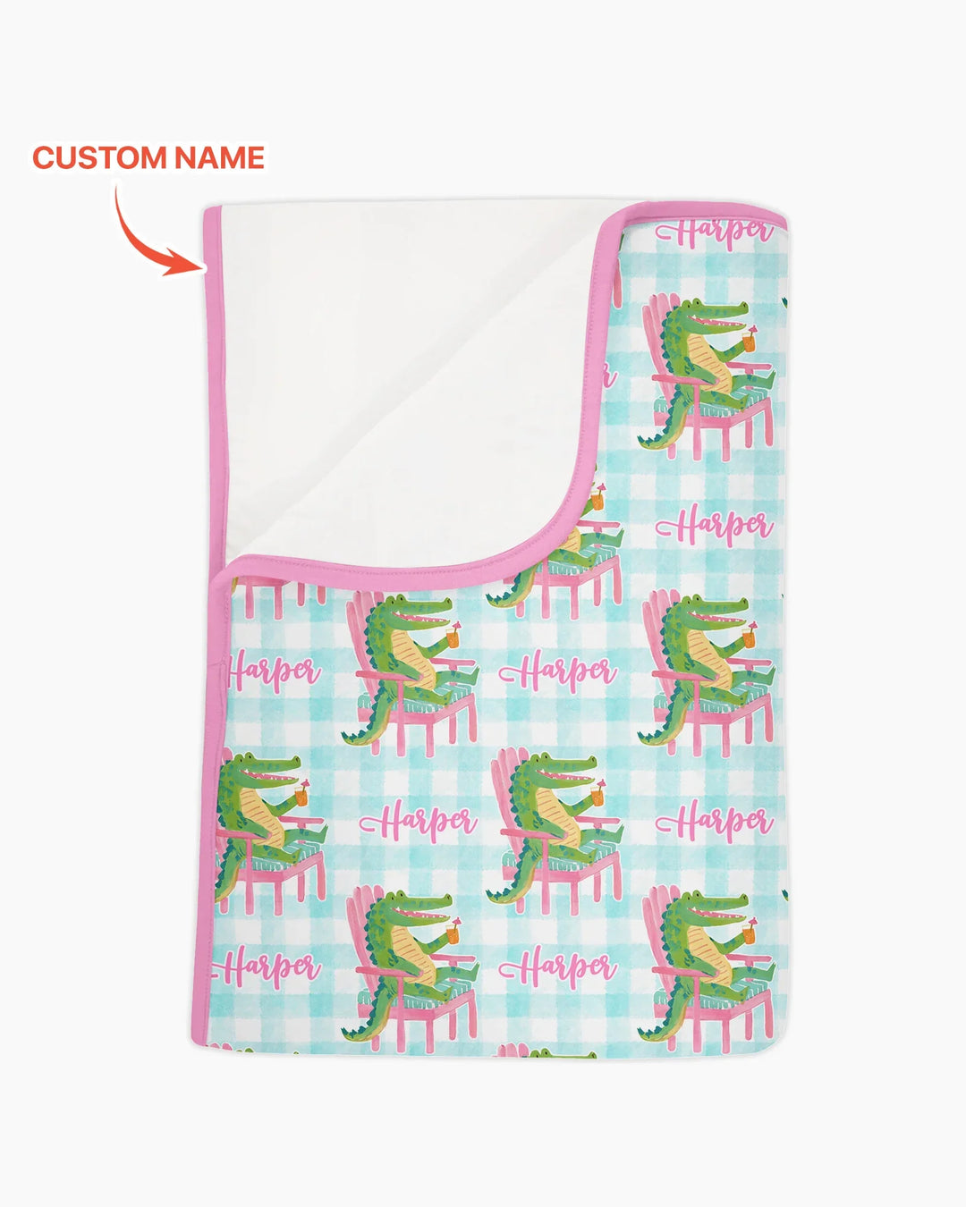 Custom Name Preppy Later Gator Bamboo Blanket