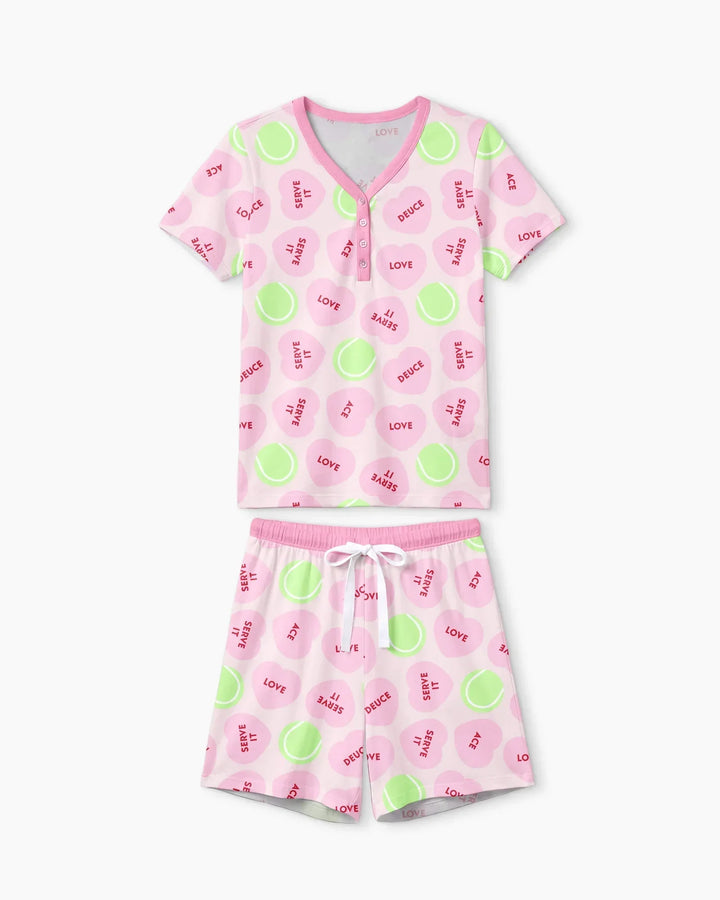Tennis with Love Bamboo Women Short Sleeve Short Pajama Set