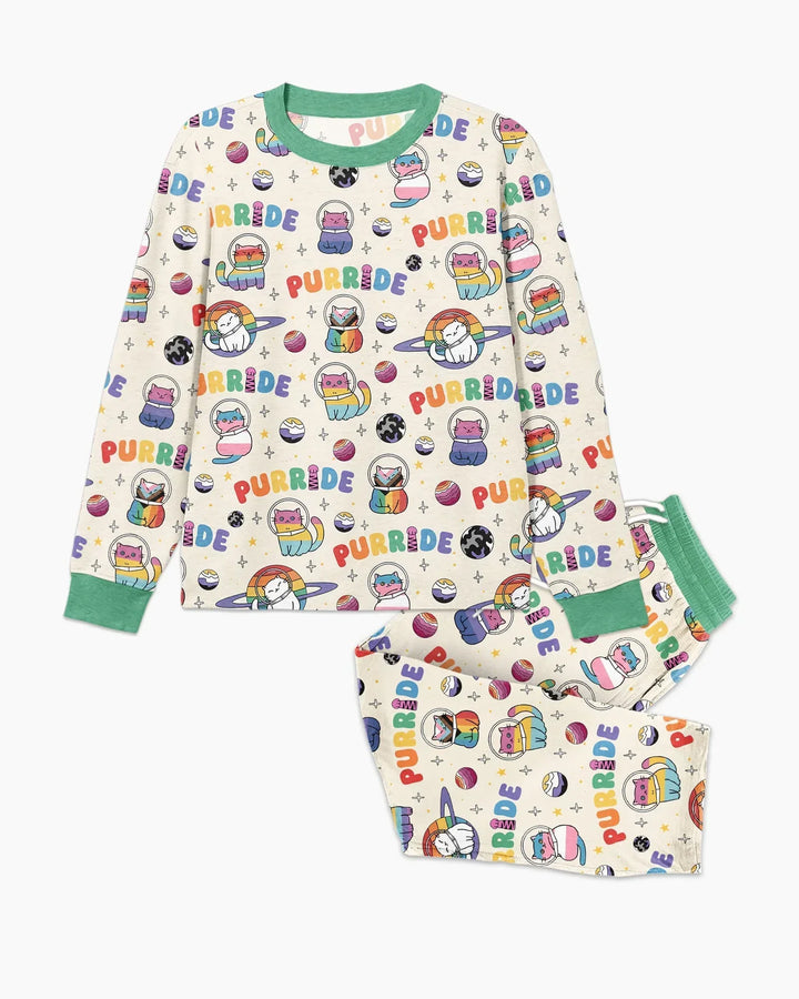 Rainbow Space Cats Family Matching Bamboo Men's Pajama Set
