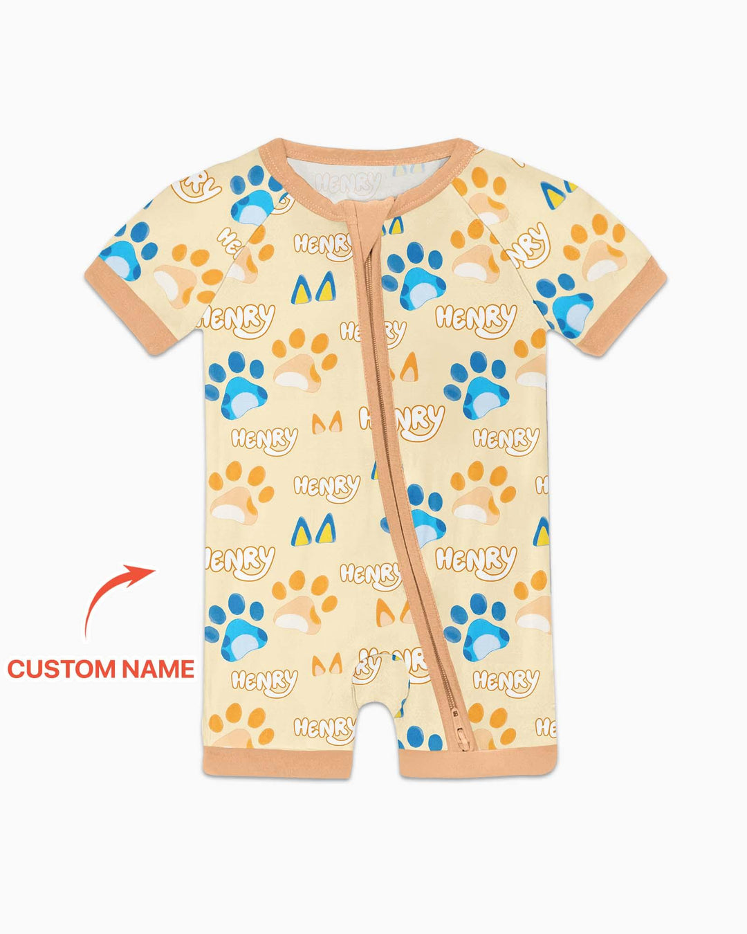 Custom Name Favourite Blue Dog Family Matching Bamboo Shorty Zippy