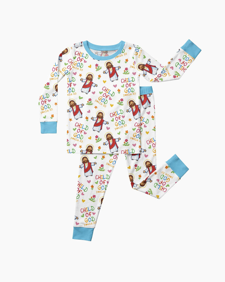 Jesus Loves Me Bamboo Two Piece Long Sleeve Pajama Set