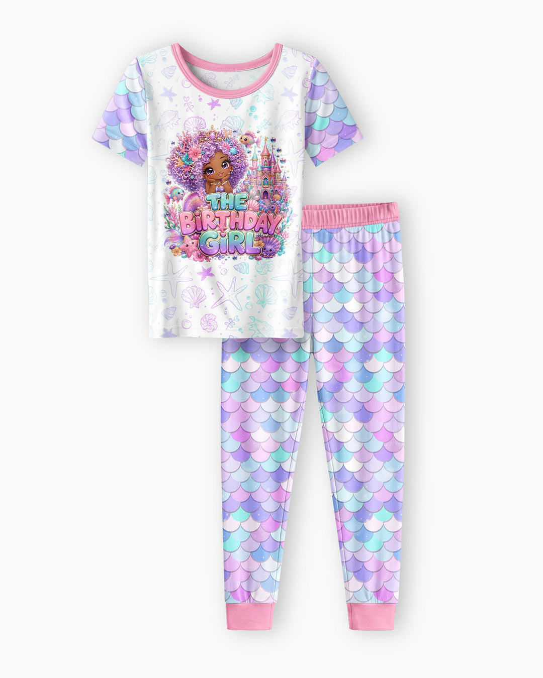 Black Mermaid The Birthday Girl Bamboo Two Piece Short Sleeve Pajama Set
