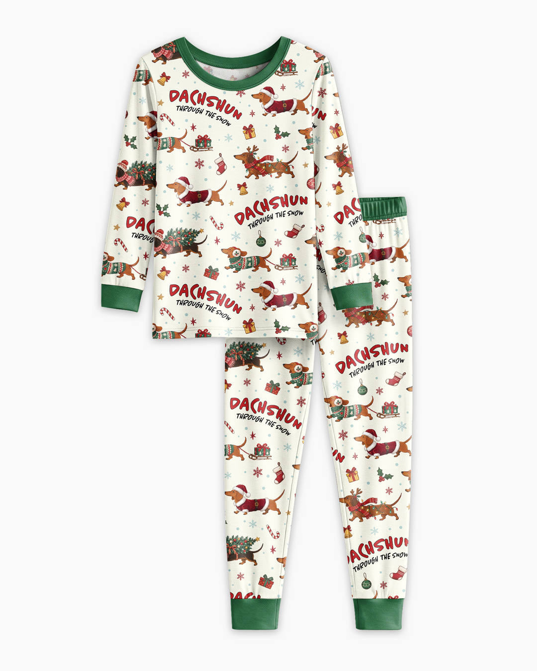 Dachshund Through The Snow Bamboo Two Piece Long Sleeve Pajama Set