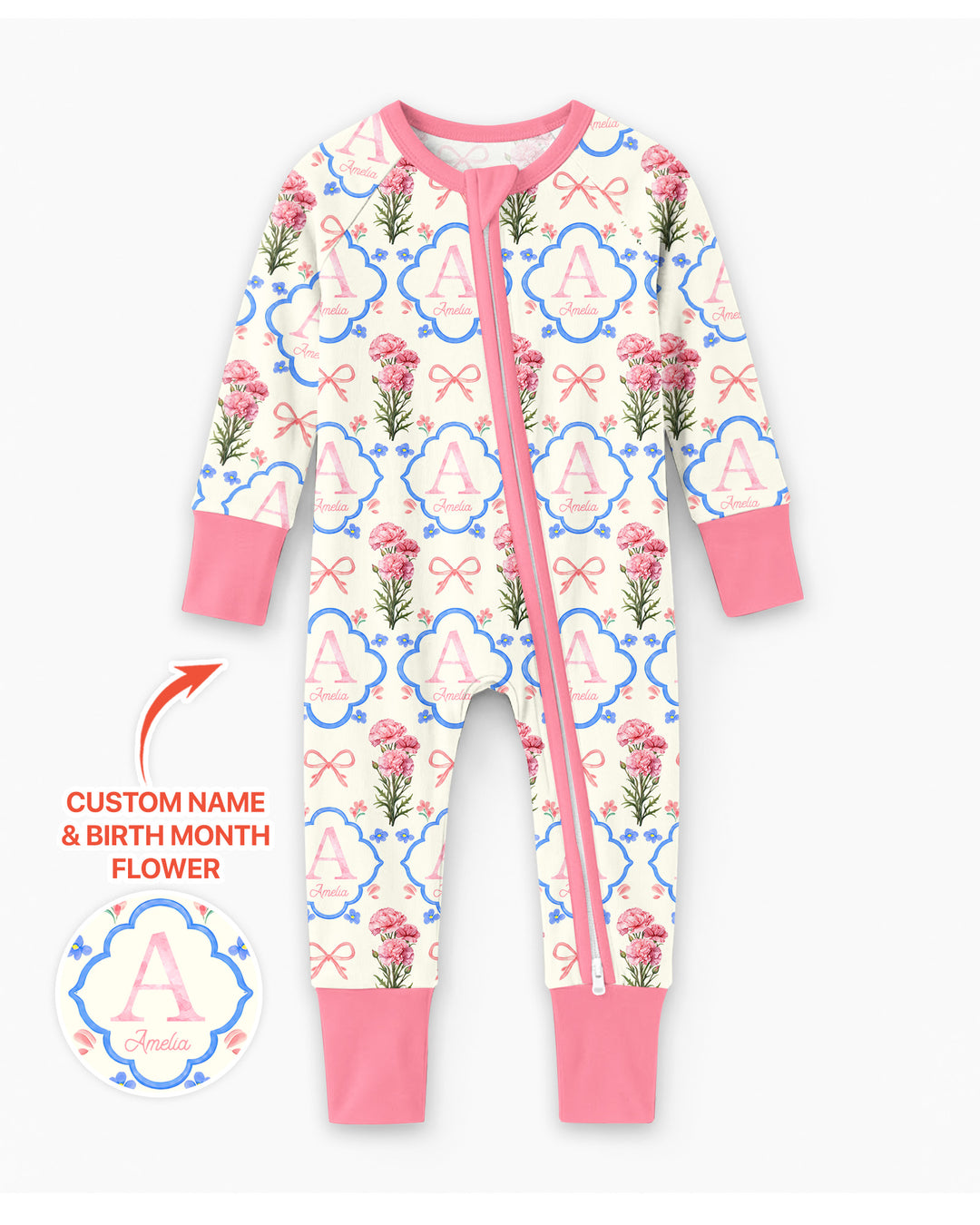 Personalized Birth Flower Mommy And Me Matching Bamboo Convertible Zippy