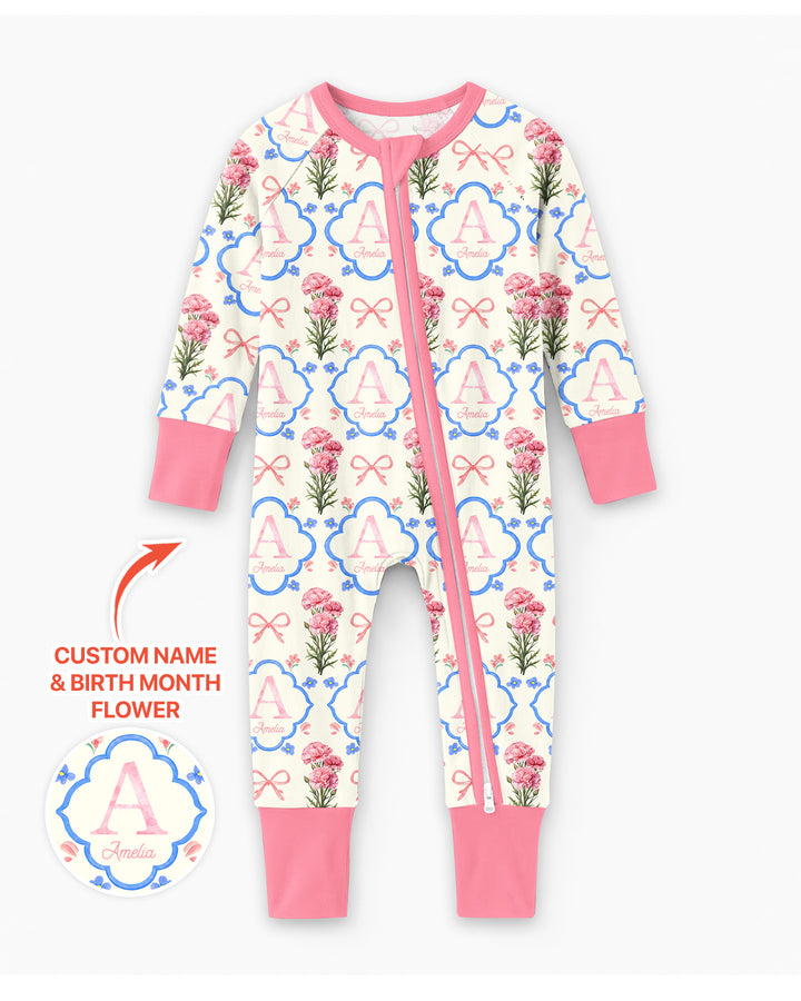 Personalized Birth Flower Mommy And Me Matching Bamboo Convertible Zippy
