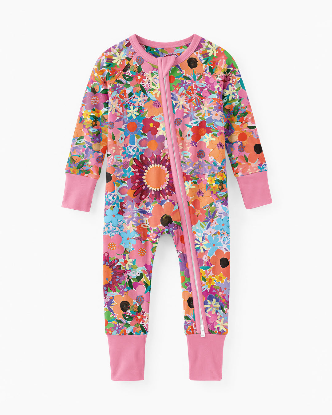 Rainbow Blooms Bamboo Convertible Zippered Romper
