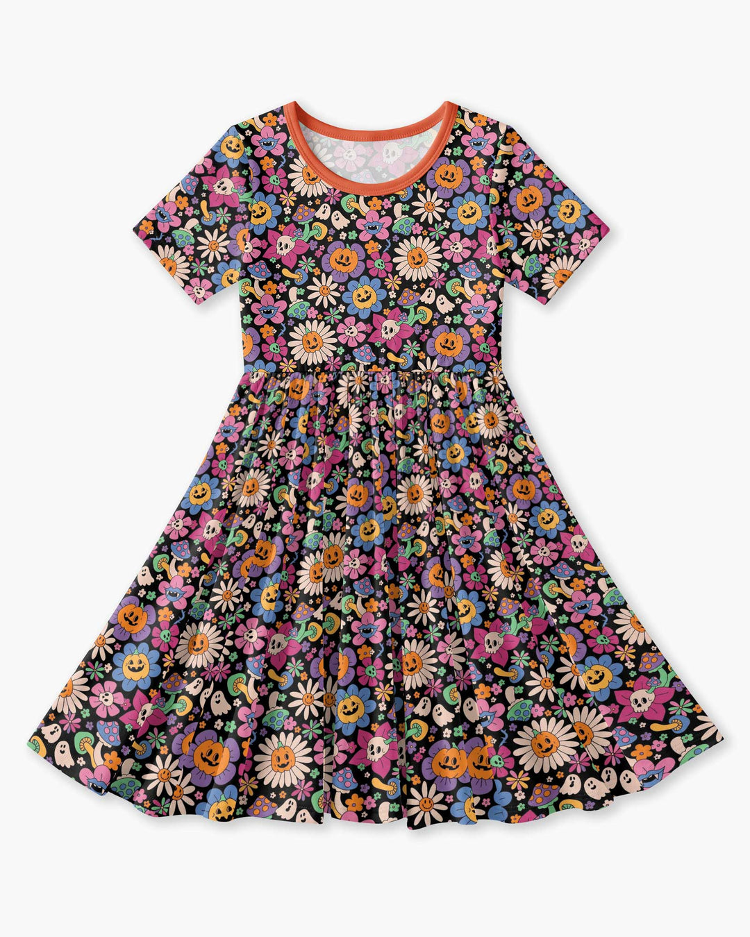 Halloween Flowers Bamboo Twirl Dress