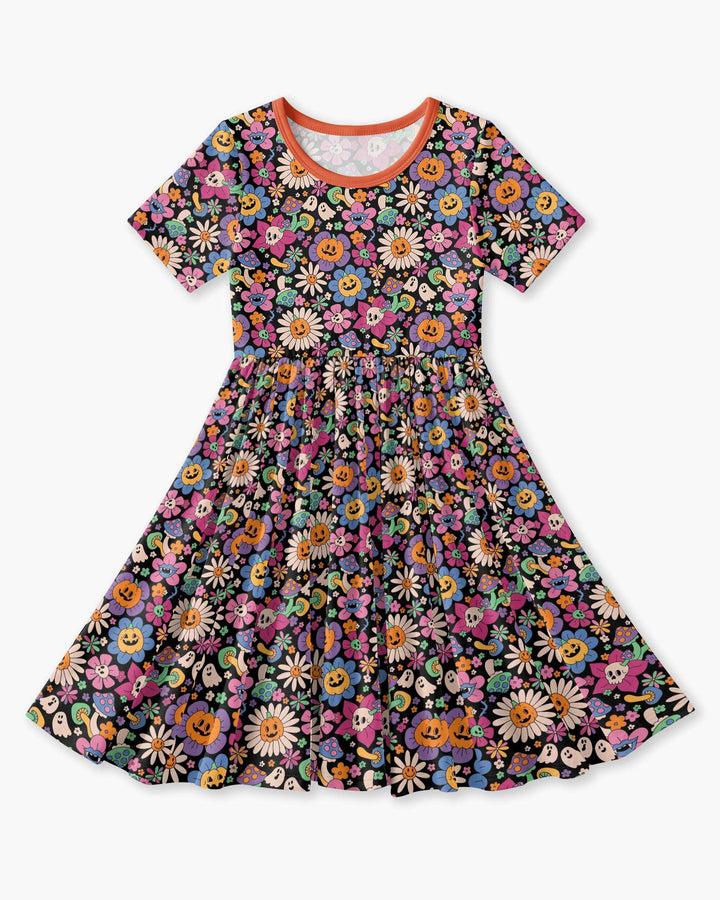 Halloween Flowers Bamboo Twirl Dress