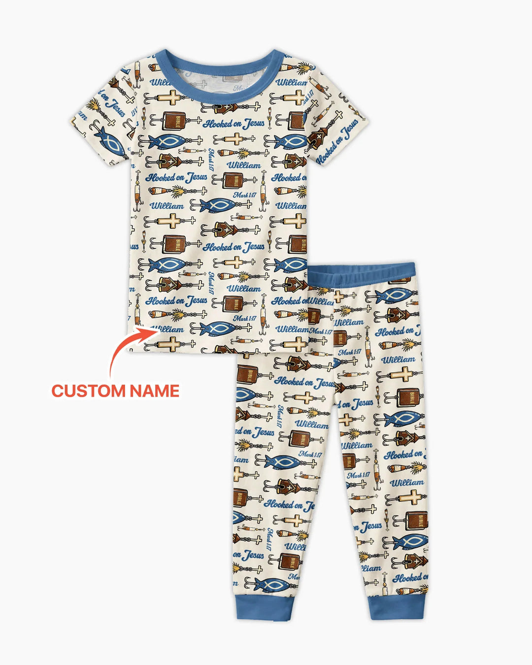 Hooked On Jesus Bamboo Two Piece Short Sleeve Pajama Set