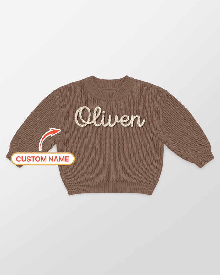 Embroidered Baby Name Bamboo Knit Sweater Bubble