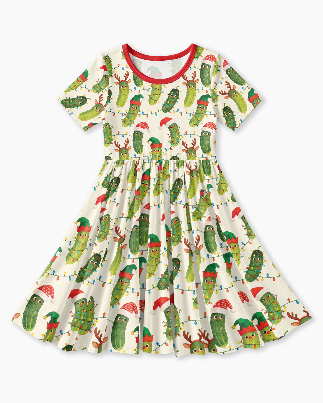 Cheerful Christmas Pickle Bamboo Twirl Dress