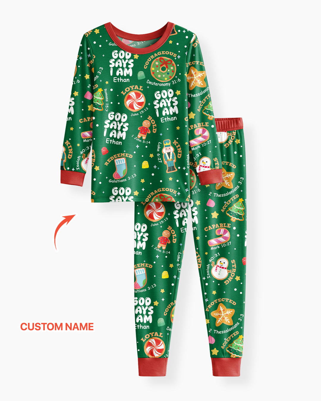 Merry Christmas God Says I Am Custom Name Bamboo Two Piece Long Sleeve Pyjamas Set