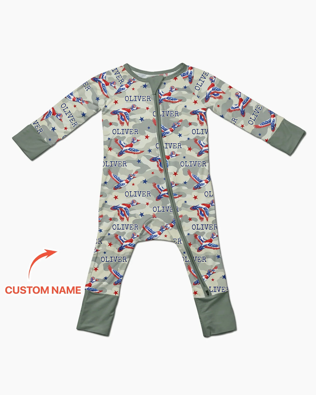 Custom Name America Mallard Duck Family Matching Bamboo Convertible Zippy