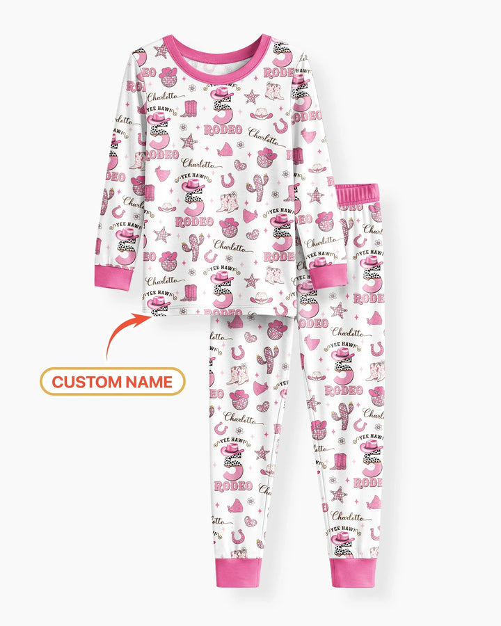 Personalized Birthday Rodeo Bamboo Two Piece Long Sleeve Pajama Set