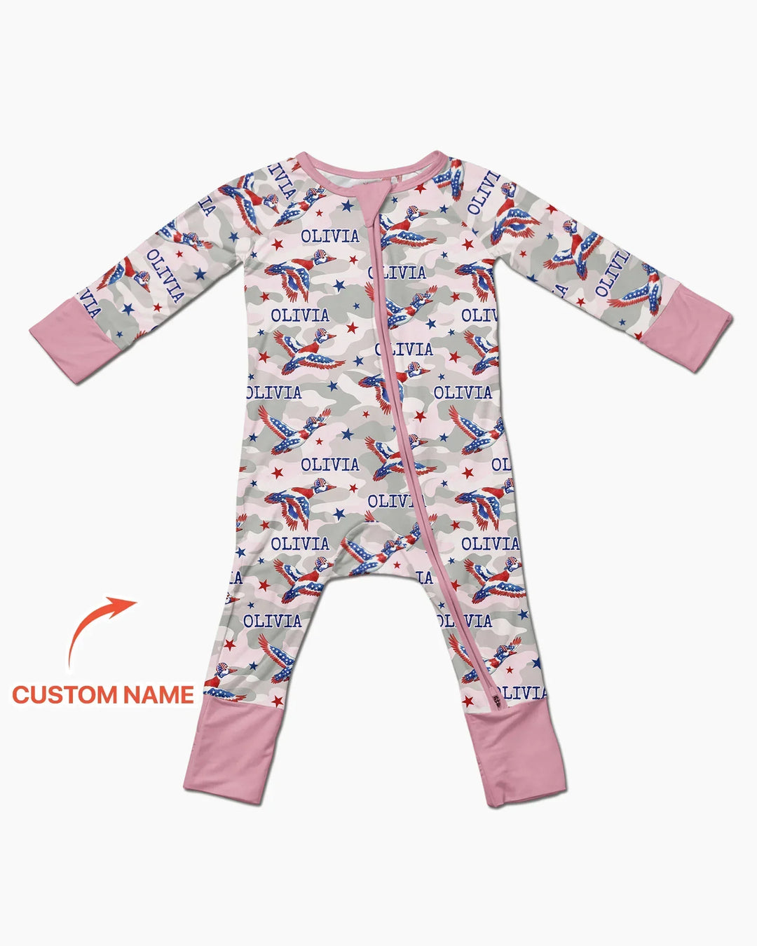 Custom Name America Mallard Duck Family Matching Bamboo Convertible Zippy