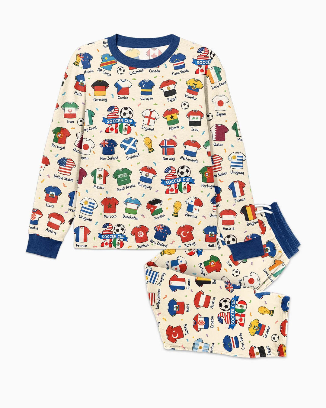 2026 Soccer World Jersey Flag Bamboo Men's Pajama Set