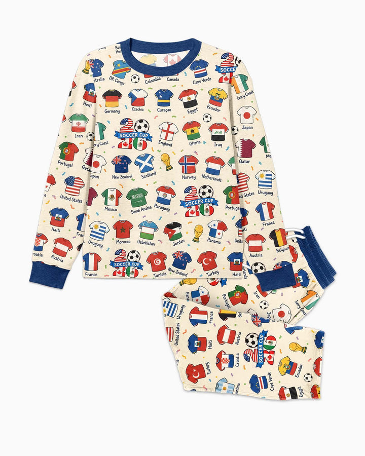 2026 Soccer World Jersey Flag Bamboo Men's Pajama Set