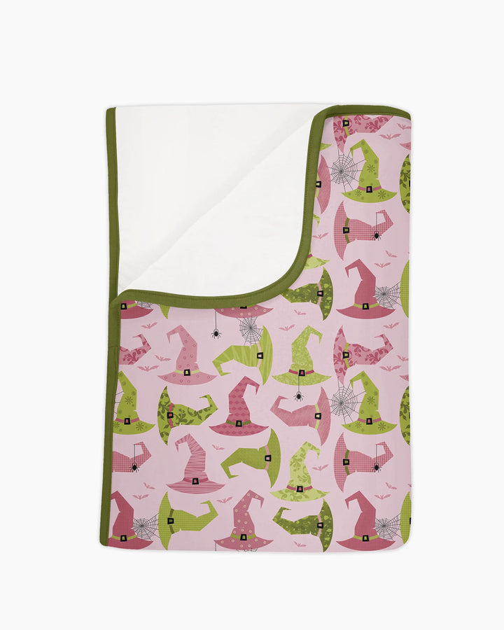 Pink Witch Hat Halloween Bamboo Blanket