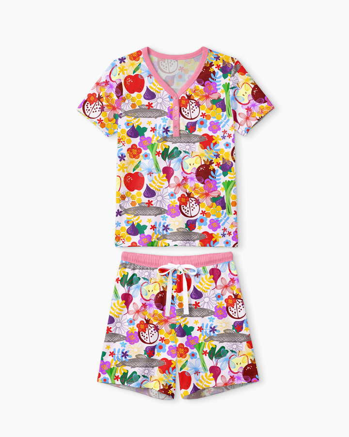 Happy Rosh Hashanah Bamboo Women Short Sleeve Short Pajama Set