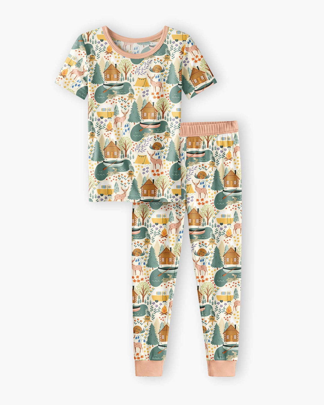 Lake View Camping Bamboo Two Piece Short Sleeve Pajama Set