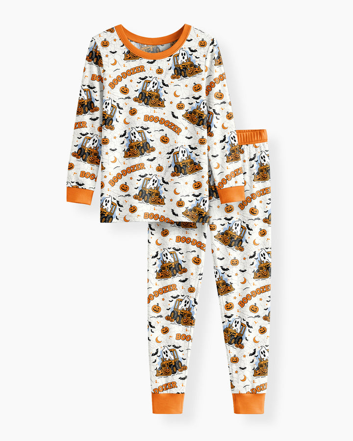 Boo-dozer Halloween Bamboo Two Piece Long Sleeve Pajama Set