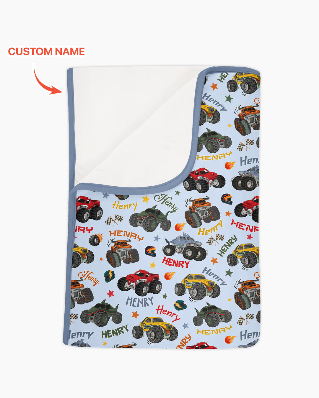 Personalized Monster Truck Bamboo Blanket