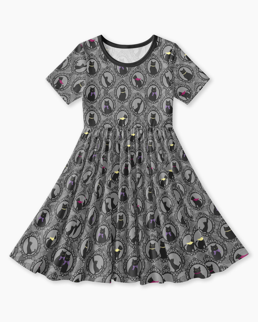 Midnight Cat Parade Bamboo Twirl Dress