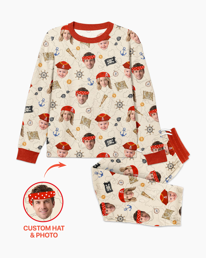 Custom Photo Treasure Map Adventures Family Matching Bamboo Men's Pajama Set