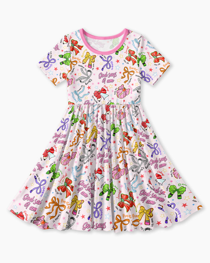 Pencil Bows God Says I Am Bamboo Twirl Dress