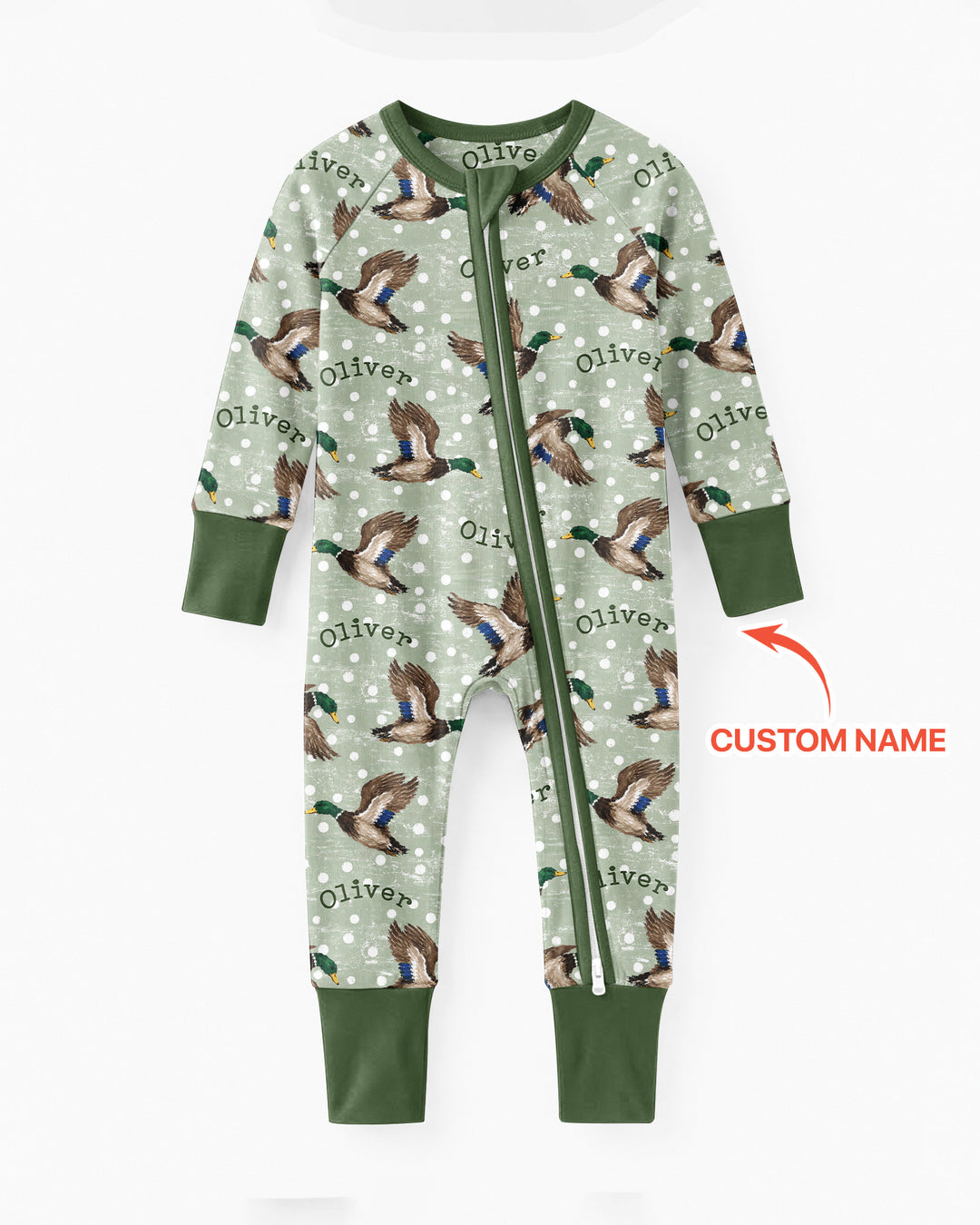 Custom Name Flying Mallard Duck Bamboo Convertible Zippy