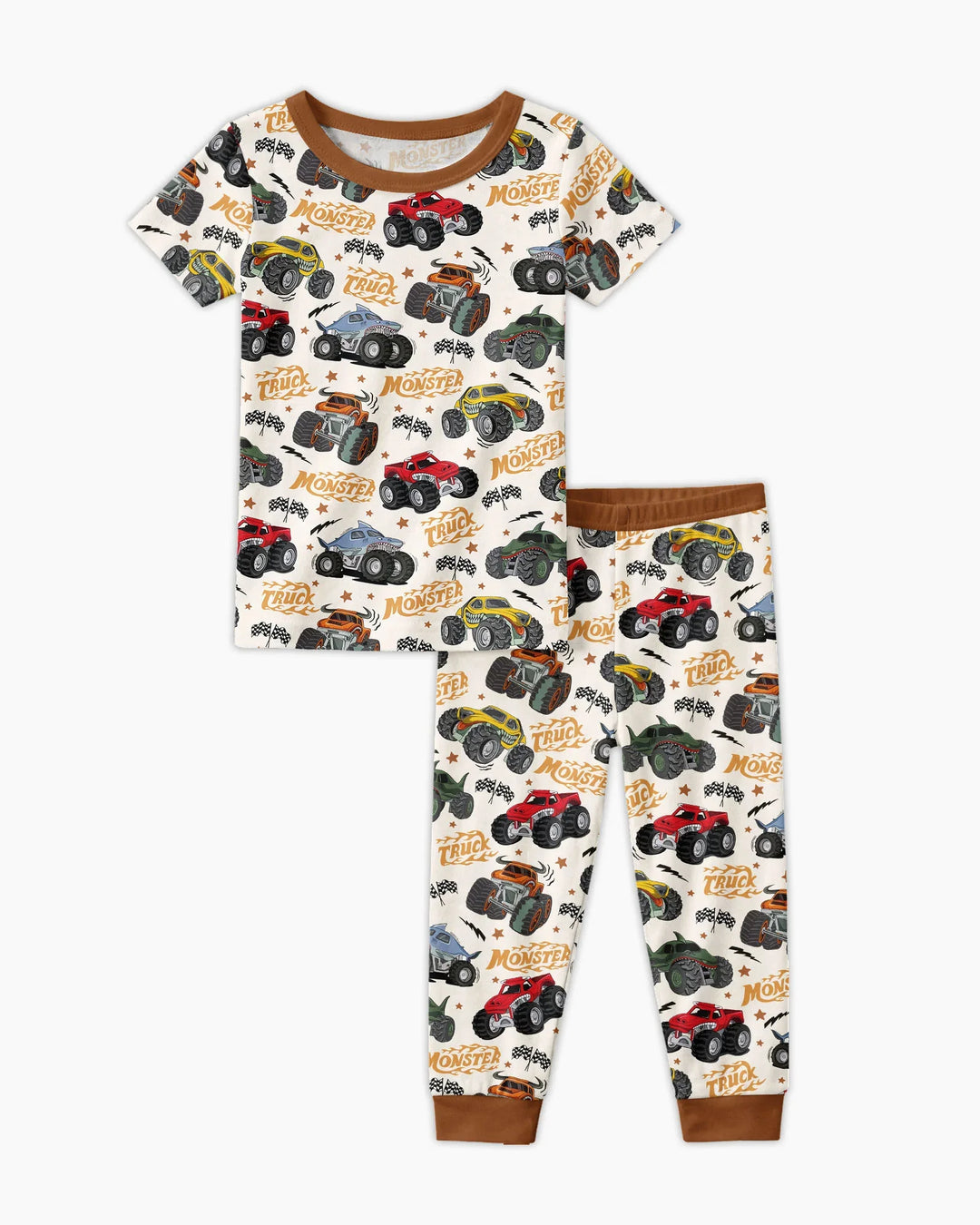 Vroom Vroom Monster Truck Bamboo Two Piece Short Sleeve Pajama Set